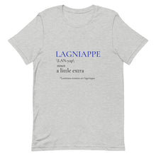 Load image into Gallery viewer, Lagniappe in Blue and Black Print- Short-Sleeve Unisex T-Shirt