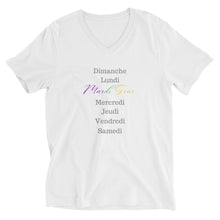 Load image into Gallery viewer, Mardi Gras Days of the Week Unisex Short Sleeve V-Neck T-Shirt