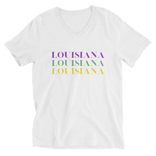 Load image into Gallery viewer, Mardi Gras Louisiana Unisex Short Sleeve V-Neck T-Shirt