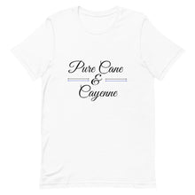 Load image into Gallery viewer, Pure Cane and Cayenne Black and Blue Print - Short-Sleeve Unisex T-Shirt
