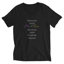 Load image into Gallery viewer, Mardi Gras Days of the Week Unisex Short Sleeve V-Neck T-Shirt
