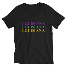 Load image into Gallery viewer, Mardi Gras Louisiana Unisex Short Sleeve V-Neck T-Shirt
